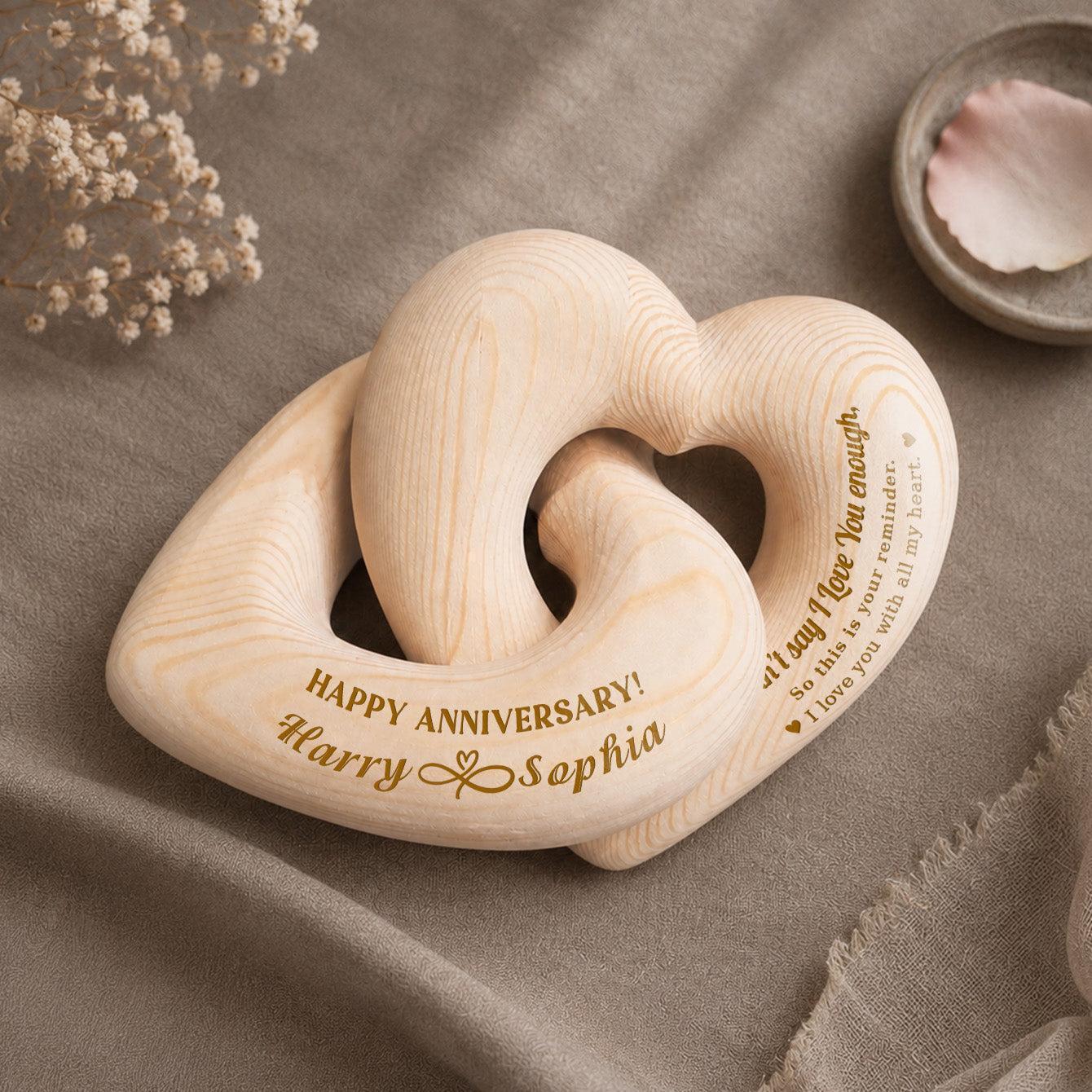 I Can't Say I Love You Enough - Personalized Wooden Heart Sculpture - Romantic Gift For Couple, Husband, Wife, Boyfriend, Girlfriend - MyFaceSocksAU