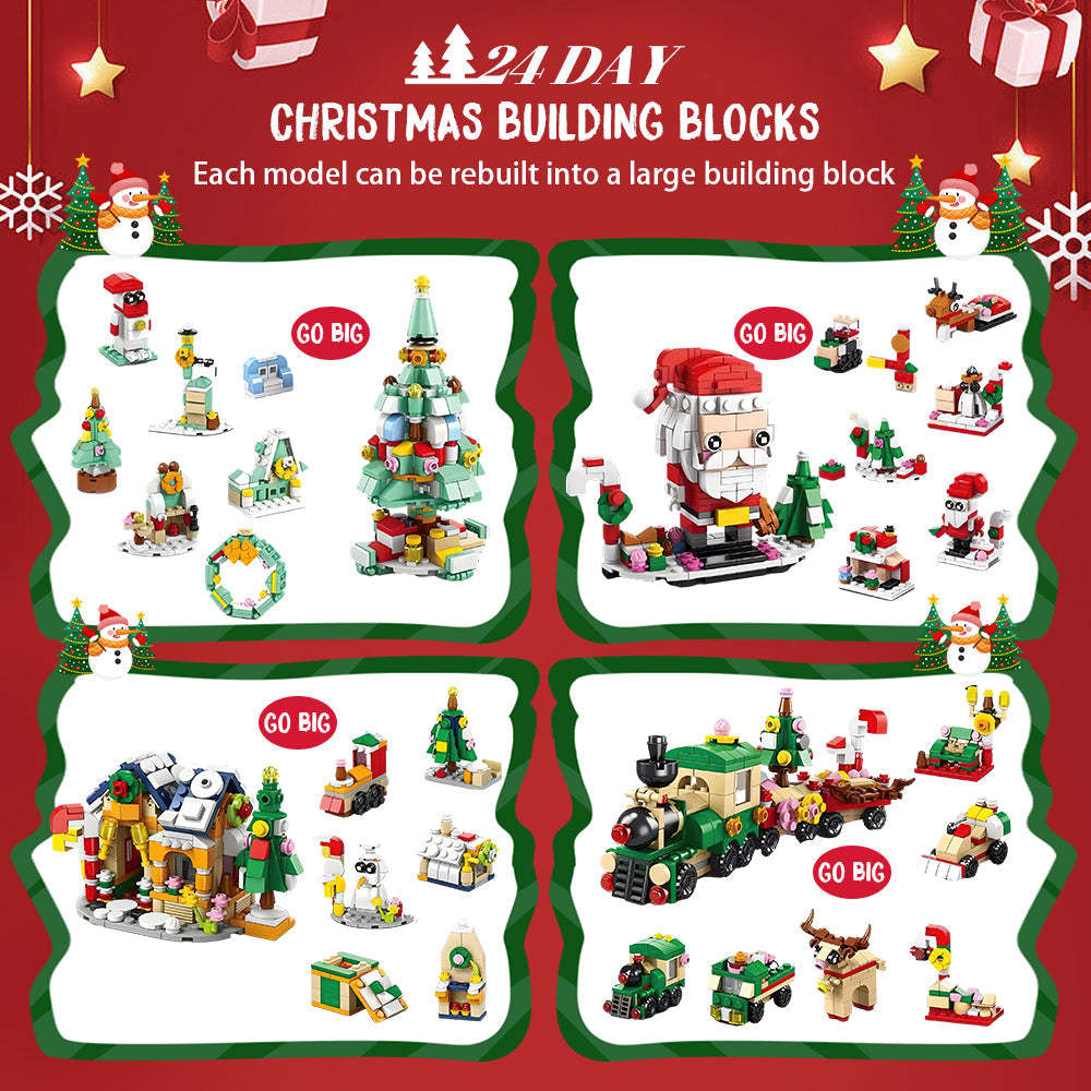 Santa Brick Figures  Surprise Blind Box  24 Calendar Countdown Gift Box Nutcracker Brick Figures Blind Box - MyFaceSocksAU