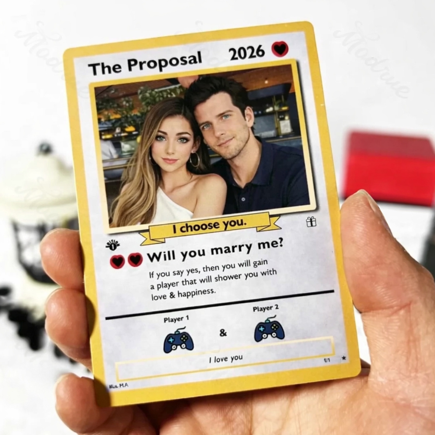 Personalized Valentine’s Day Power Couple Card, Custom Anniversary Card Couple Photo Anime Style, Best Valentine's Day Gift for Lover - MyFaceSocksAU