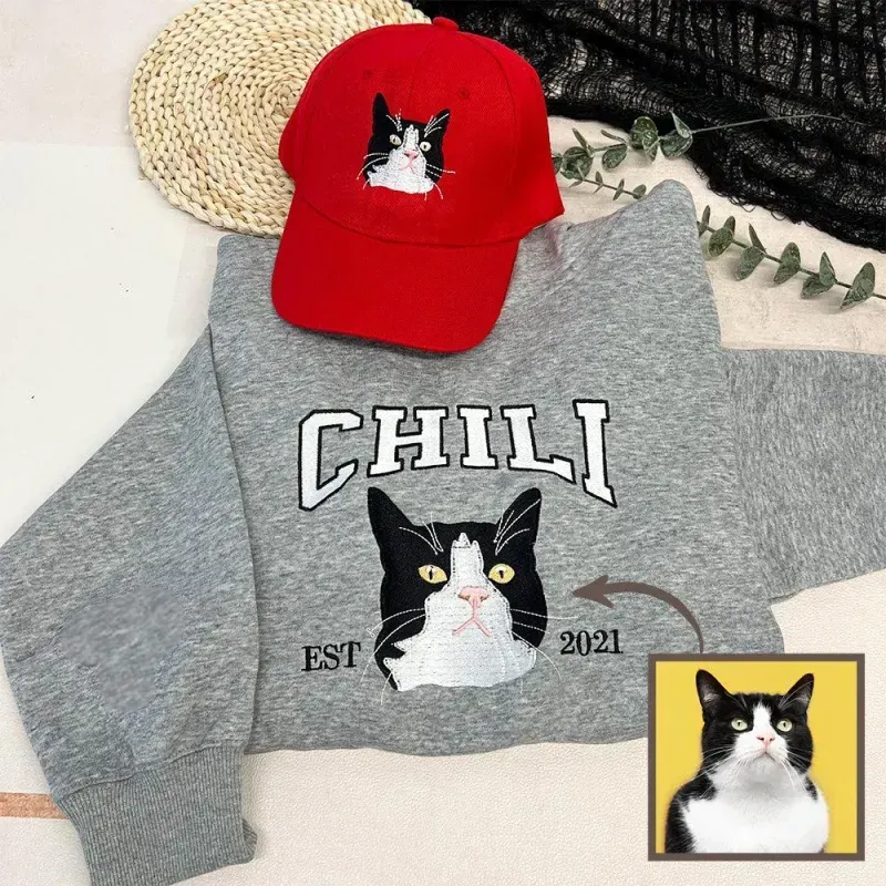 Custom Dog Hoodie with Pet's Face Personalized Embroidered Sweatshirt
