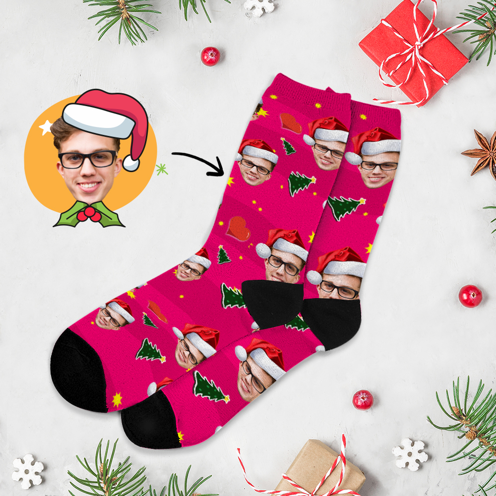 Custom Chrismas Full Face Photo Socks Personalized Funny Custom Design Best Gift Idea for Xmas - MyFaceSocksAU