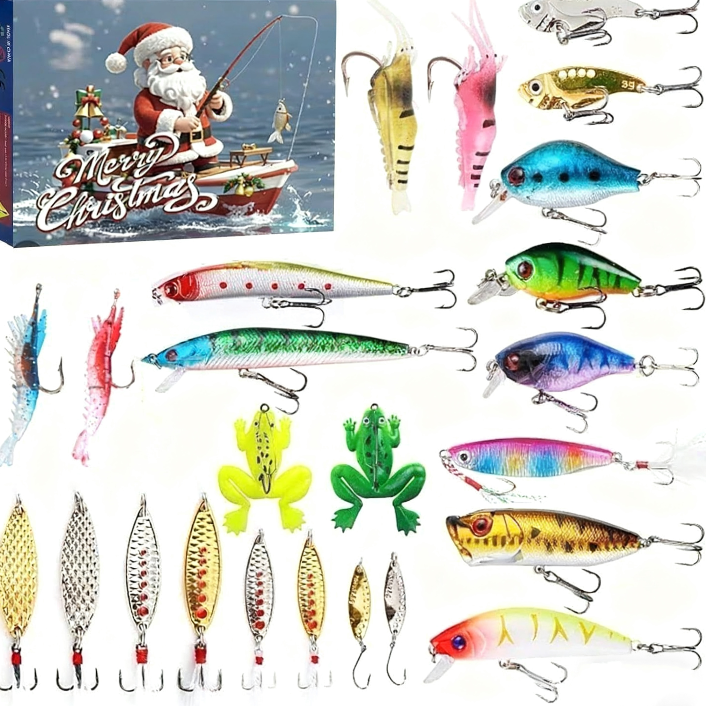 Fishing Advent Calendar – 24-Piece Fishing Lure Gift Set, Holiday Blind Box for Christmas & New Year