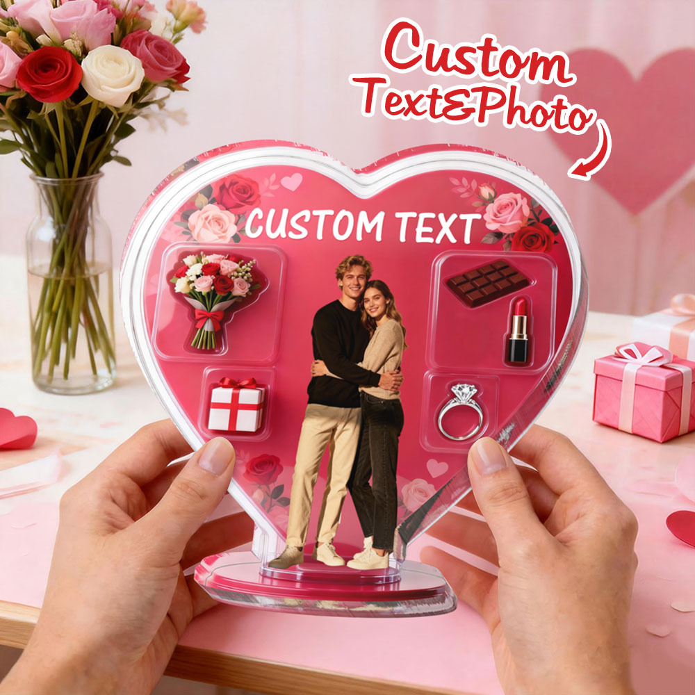 Custom Couple Photo Heart-shaped Ornament Personalized Photo and Text Ornament Anniversary Gift - MyFaceSocksAU
