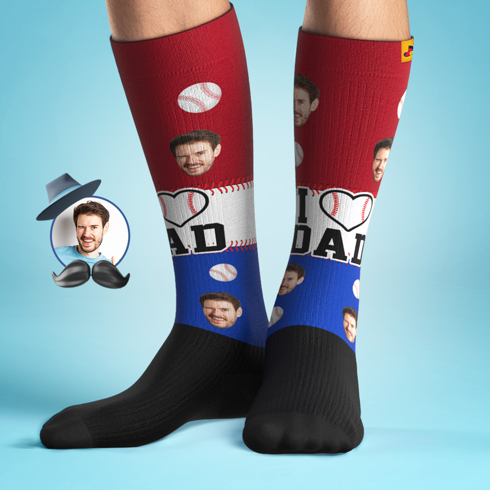 Personalized Father's Day Upgrade Breathable Knee-high Compression Socks Online Preview Add Picture Baseball Gradient Socks Gift - MyFaceSocksAU