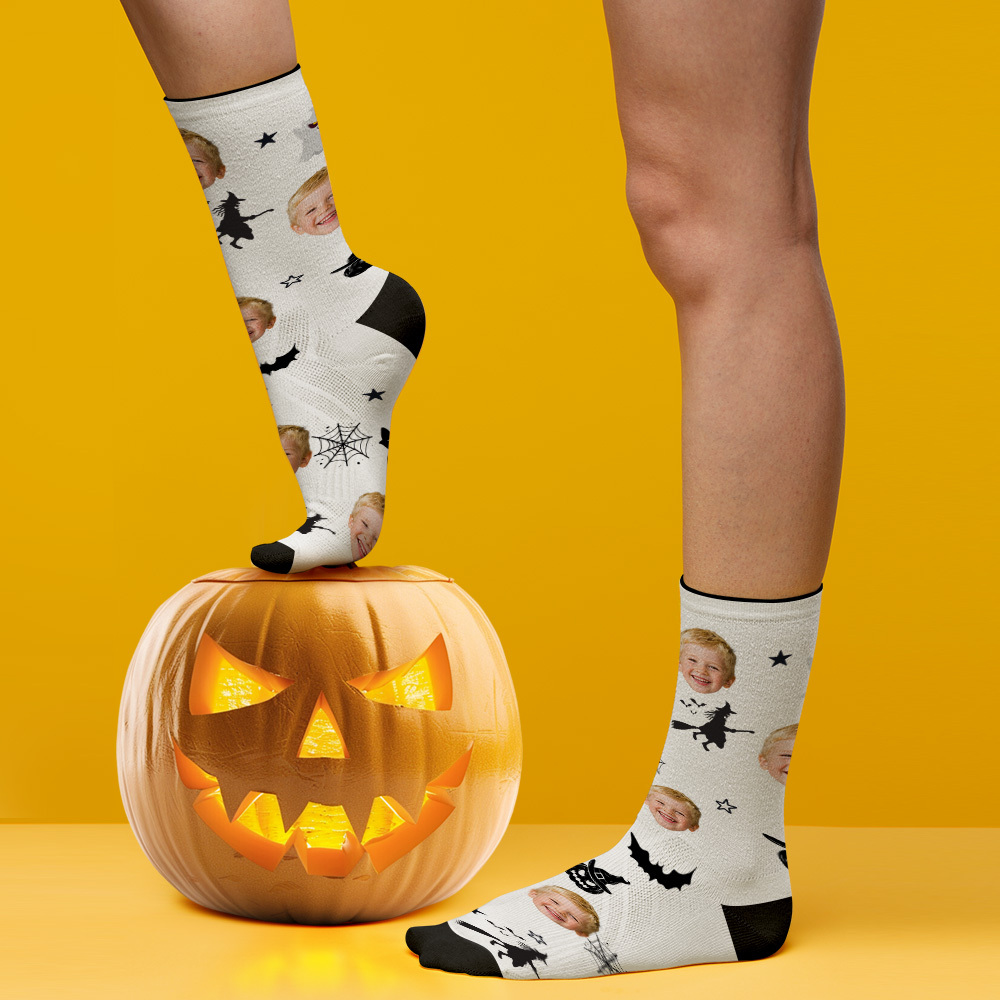 Custom Spooky Socks Personalized Halloween Face Socks for Friends & Family - MyFaceSocksAU