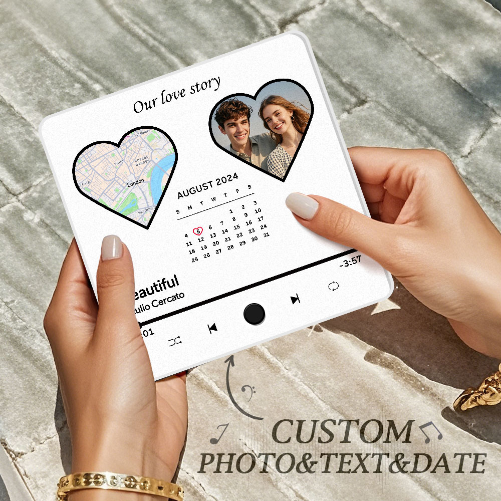 Custom Photo Album Music Fridge Magnet Heart Photo Custom Phone Music Fridge Magnet Pro-MyFaceSocksAu