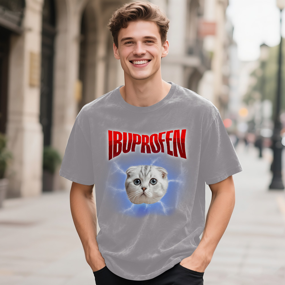 Custom Face Funny Cat Meme T-Shirt Vintage Graphic Tee with Your Photo and Text Retro 90s Style Cat Lover Shirt Unisex Pet - MyFaceSocksAU