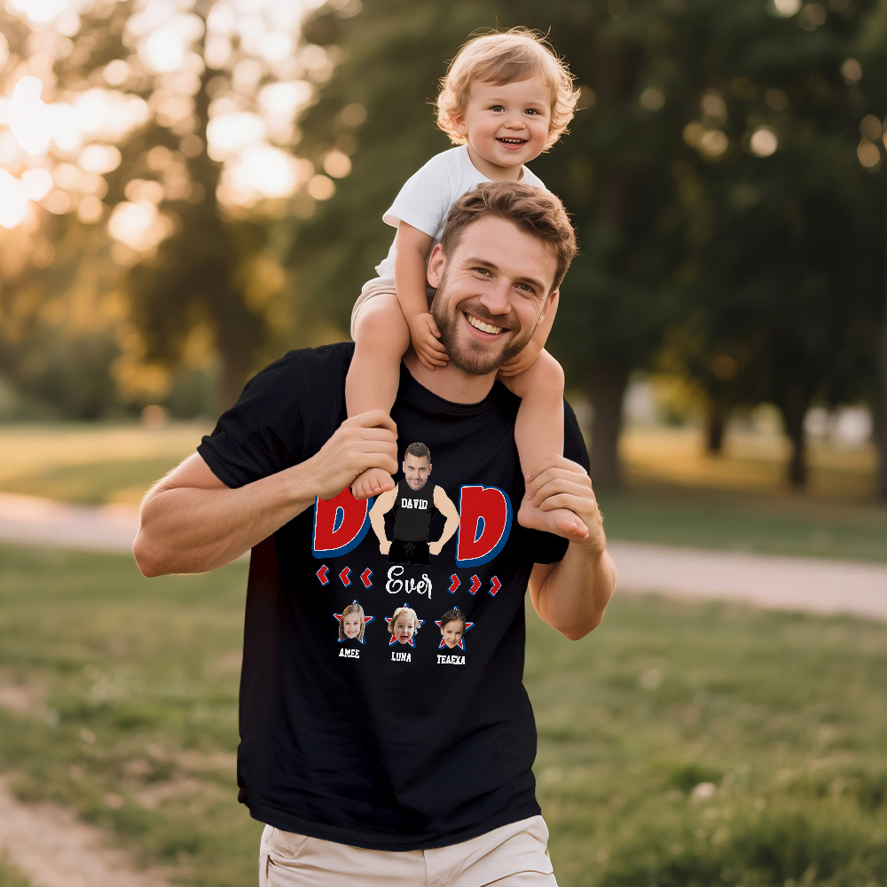 Personalized Muscle Dad Shirt Father's Day Shirt Custom Photo Tshirt Gift Happy Fathers Day Gift - MyFaceSocksAU