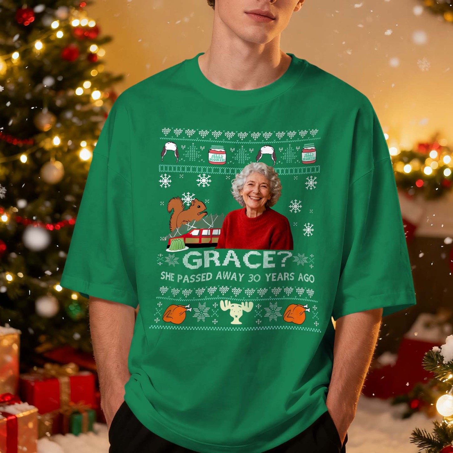 Personalized Photo Tshirt Custom Photo Text T Shirt Gift Idea Christmas Gift For Family Friend Funny Santa Gift - MyFaceSocksAU