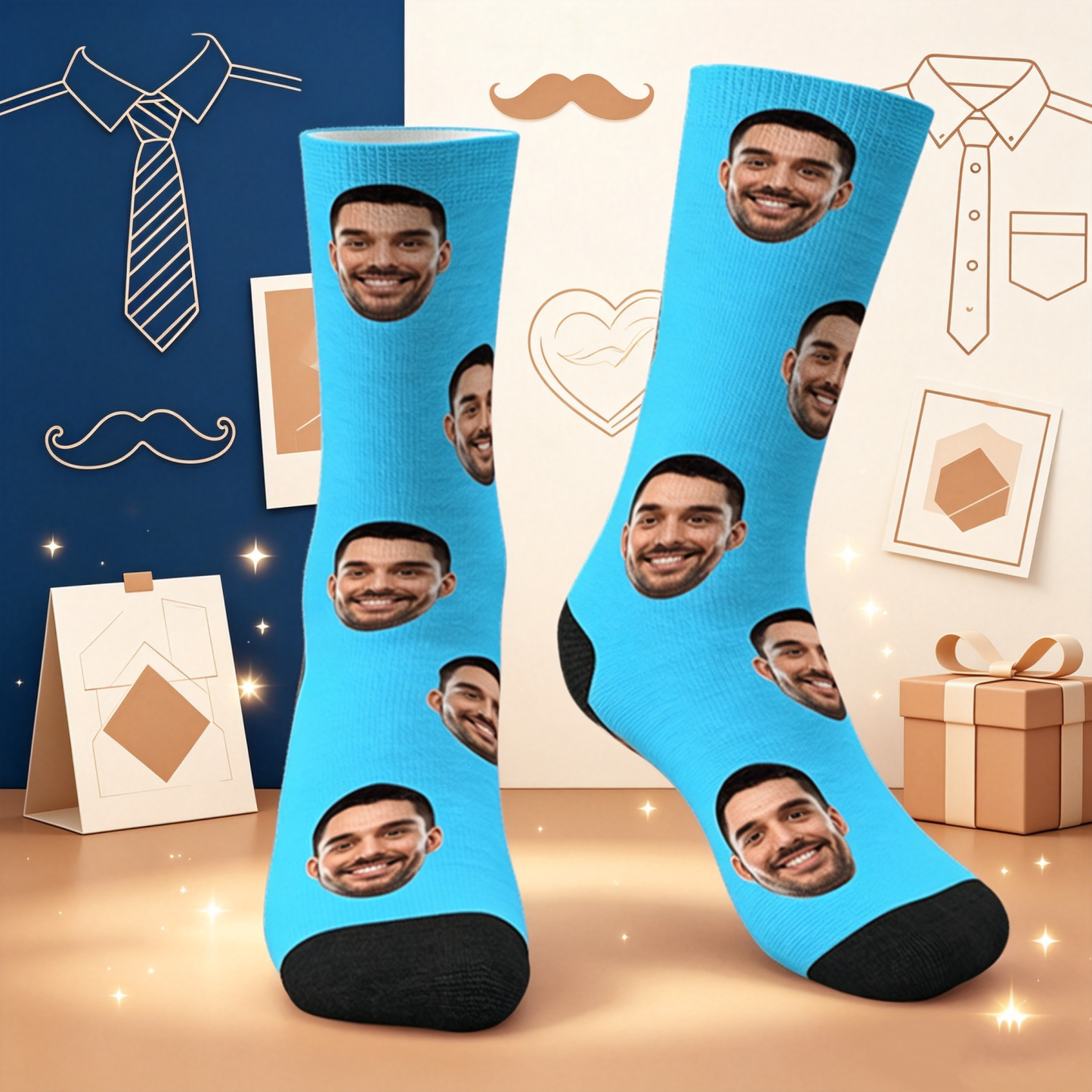 Personalised Photo Socks for Dad | Custom Face Socks Unique Father's Day Gift from Family
