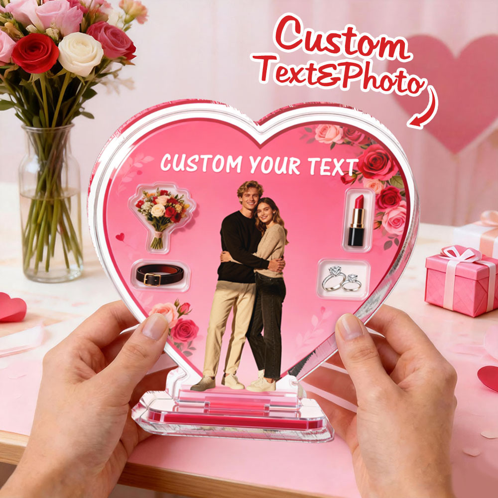 Custom Couple Photo Heart-shaped Ornament Personalized Photo and Text Ornament Anniversary Gift - MyFaceSocksAU