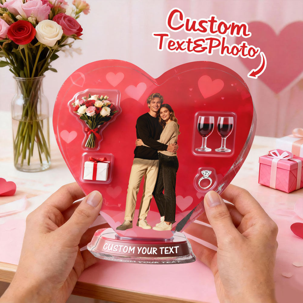 Custom Couple Photo Heart-shaped Ornament Personalized Photo and Text Ornament Anniversary Gift - MyFaceSocksAU