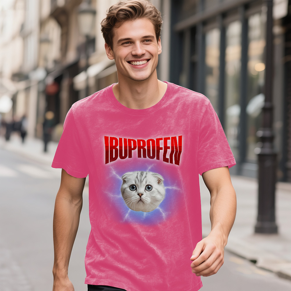 Custom Face Funny Cat Meme T-Shirt Vintage Graphic Tee with Your Photo and Text Retro 90s Style Cat Lover Shirt Unisex Pet - MyFaceSocksAU