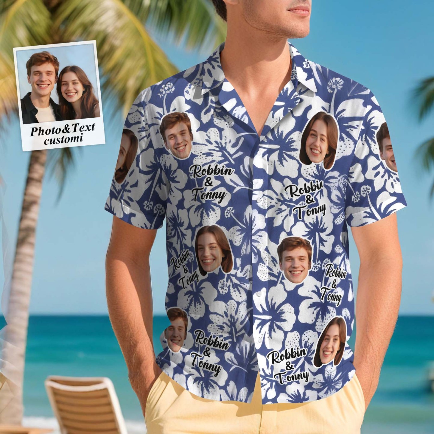 Custom Men Hawaiian Shirts Face Shirt Aloha Lush Tropical Foliage Hawaiian Shirt Gift for Summer Vibe Holiday - MyFaceSocksAU