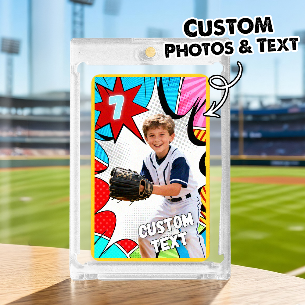Custom Sport Photo Card  Personalized Athlete Portrait Card with Name Kids Sports Themed Trainer Card Gift - MyFaceSocksAU