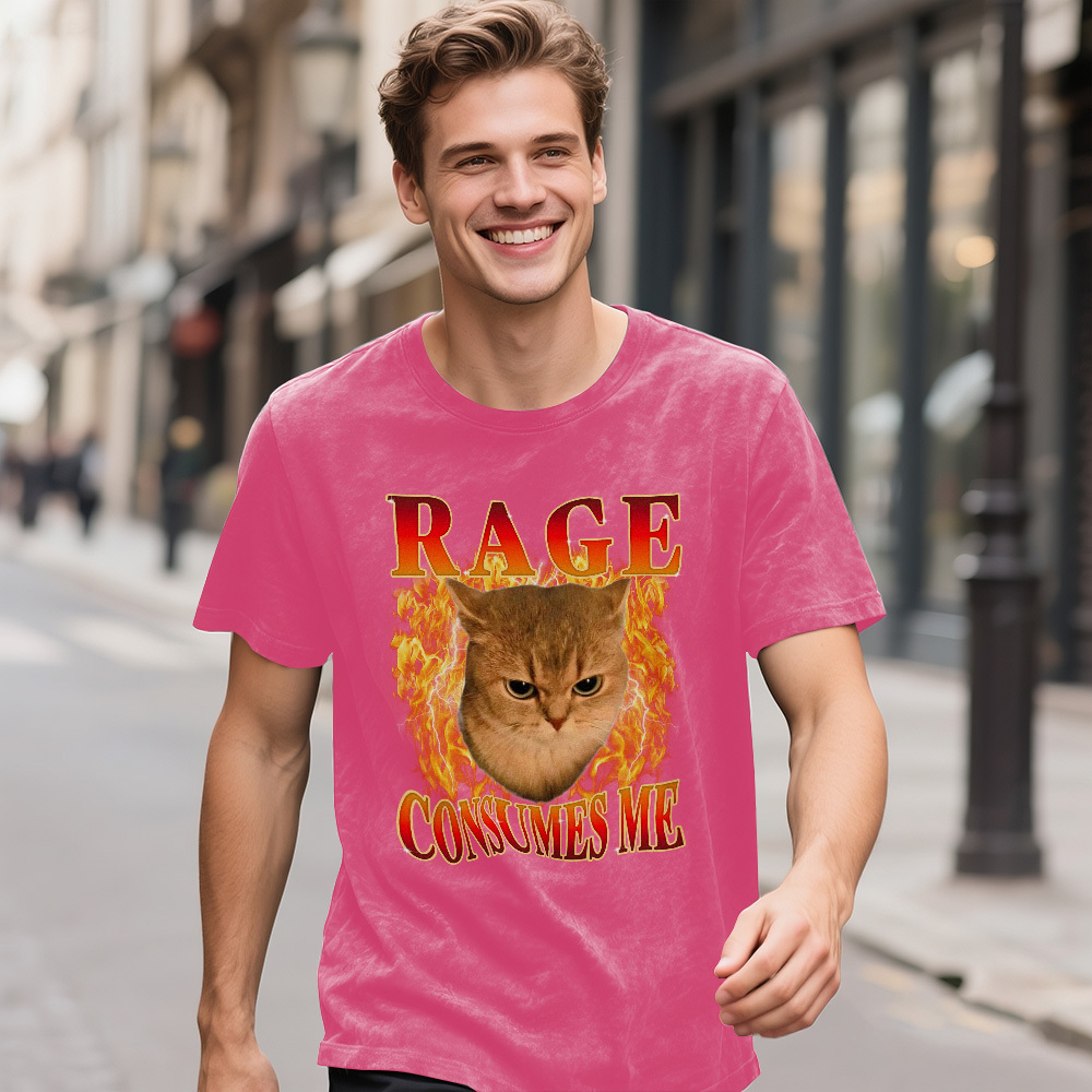 Custom Face Funny Cat Meme T-Shirt Vintage Graphic Tee with Your Photo and Text Retro 90s Style Cat Lover Shirt Unisex Pet - MyFaceSocksAU