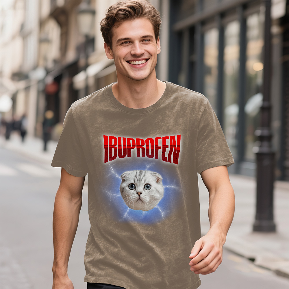 Custom Face Funny Cat Meme T-Shirt Vintage Graphic Tee with Your Photo and Text Retro 90s Style Cat Lover Shirt Unisex Pet - MyFaceSocksAU