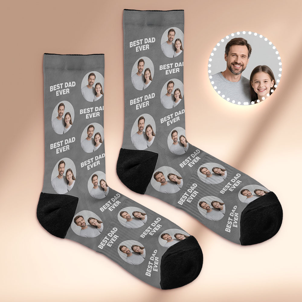 Custom Face Socks We Love Daddy  Face Socks Photo Print Socks Colorful Dad Socks Personalized Fathers Day Gift - MyFaceSocksAU