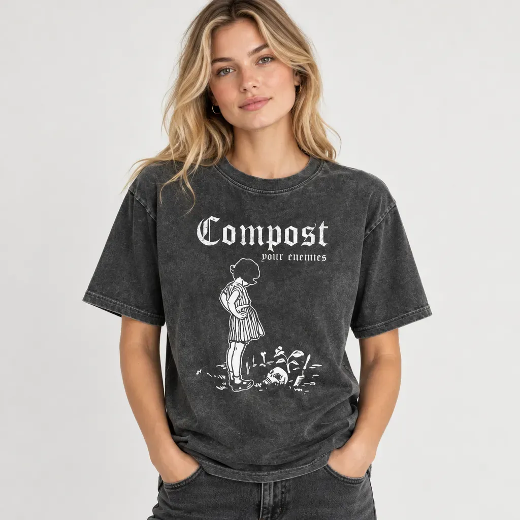 Compost Your Enemies T-Shirt – Funny Gardening Graphic Tee, Dark Humor Plant Lover Shirt, Sarcastic Nature-Inspired Gift for Gardeners - MyFaceSocksAU