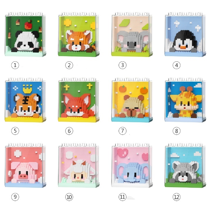 Children's Zoo Small Particle Building Blocks Toy Ornaments Model Gift Animal Building Blocks Blind Box Christmas Gifts for Family and Children - MyFaceSocksAU