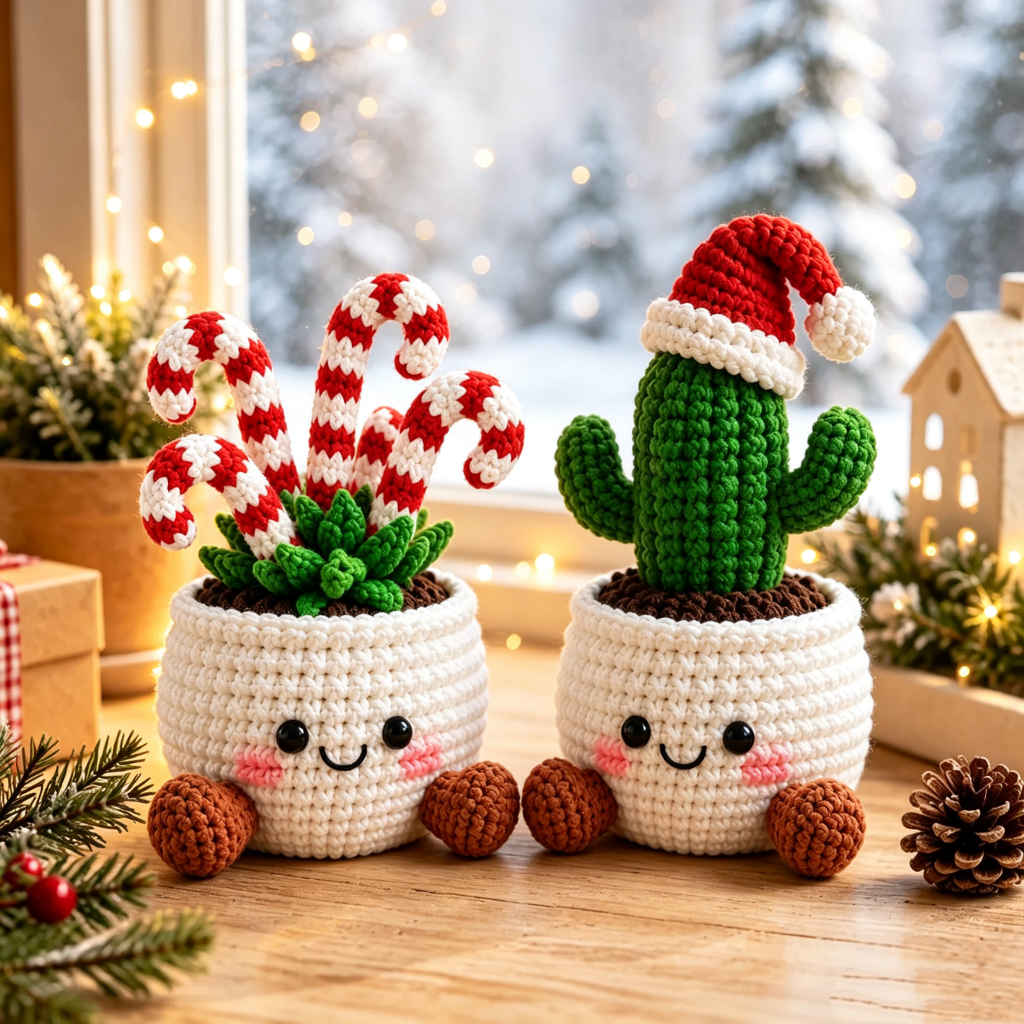 Crochet Christmas Plant Pot Cover – Handmade Holiday Decor for Home & Office - MyFaceSocksAU