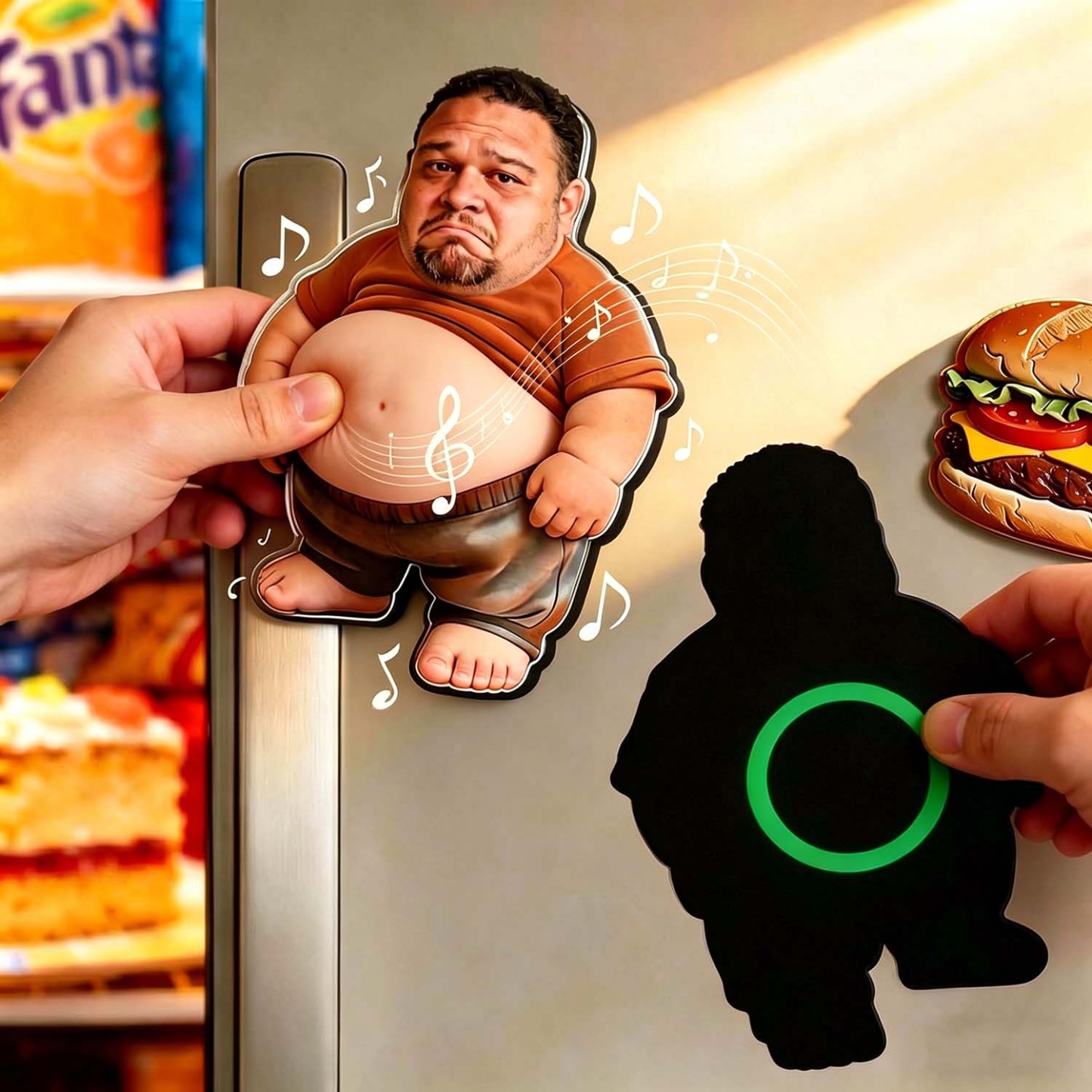 Personalized Squishy Photo&Music Fridge Magnet – Custom Photo Character Squeeze Belly Magnet with Built-in Sound, Funny Gift for Family & Couples - MyFaceSocksAU