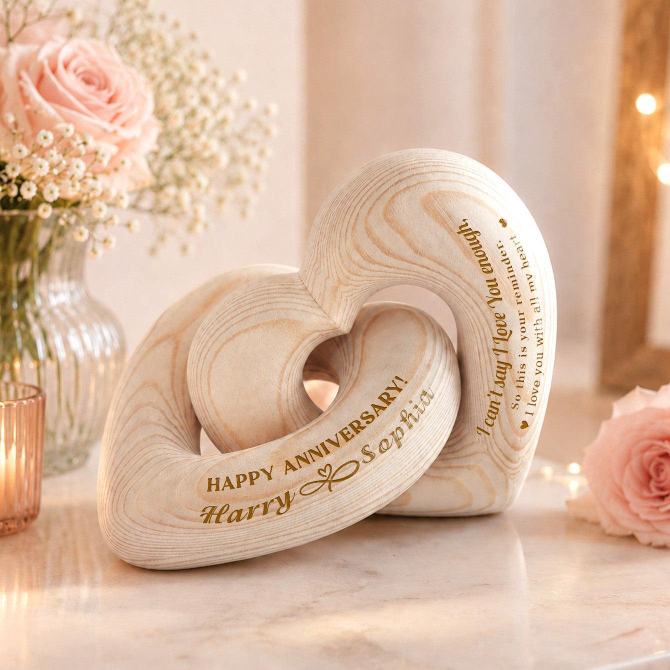 I Can't Say I Love You Enough - Personalized Wooden Heart Sculpture - Romantic Gift For Couple, Husband, Wife, Boyfriend, Girlfriend - MyFaceSocksAU