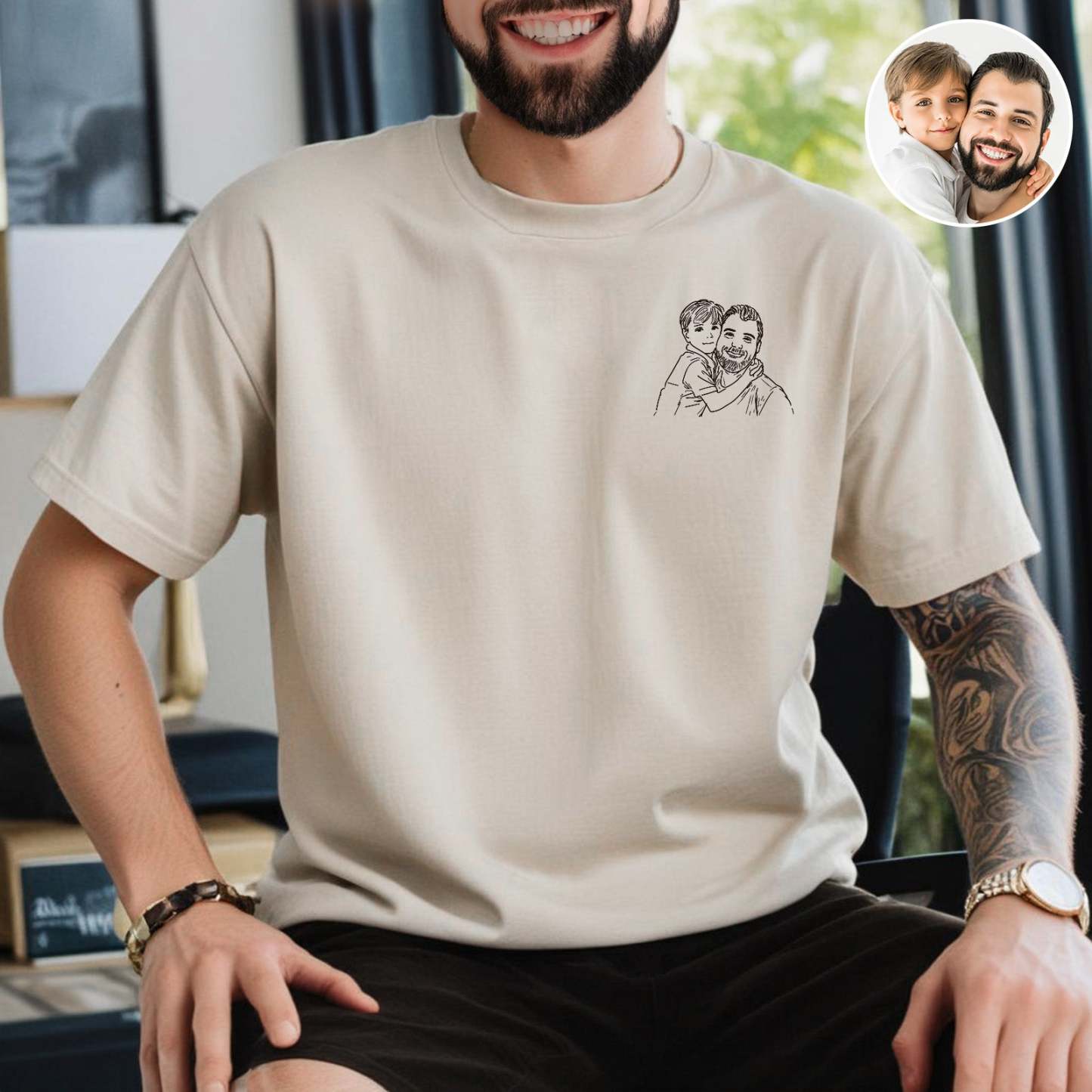 Fathers Day Gifts, Custom Photo Shirt For Dad, Father's Day Shirt, Personalized Dad Portrait Shirt, Dad Birthday Gifts, Gift for Husband - MyFaceSocksAU