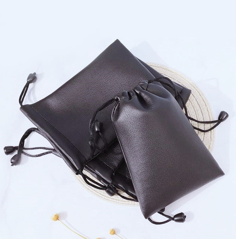 Leather Storage Bag Leather Drawstring Bag Waterproof Storage Bag 20*25cm - MyFaceSocksAU
