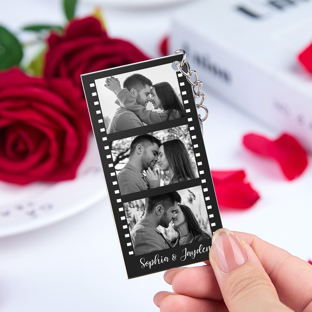 Personalized Acrylic Film Keychain Couple You & Me Photo and Text Acrylic Keychain Creative Gifts Valentine Gift Keychain - MyFaceSocksAU