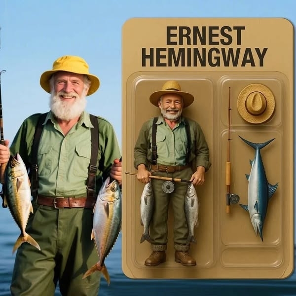 Fully Body Customizable 3D Effect Action Figure Pack Packaging Toy Box Style Art Gift Personalized Acrylic Car Hanger Gift for Dad for Fishing Man