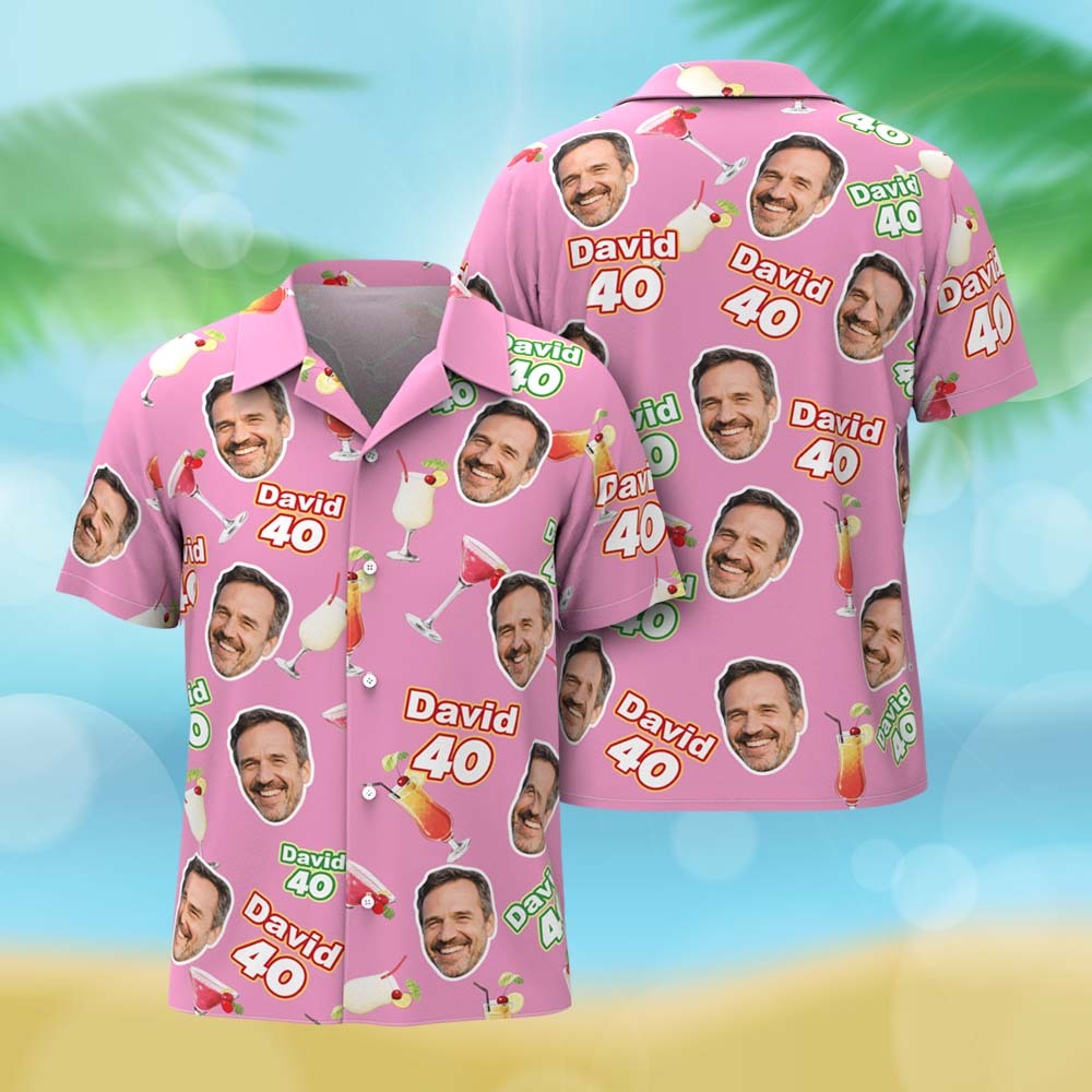 Personalized Birthday Face And Name White Hawaiian Shirt Custom Face  Birthday Party Funny Shirt Custom Face Photo Birthday Matching Birthday Party Group Shirt - MyFaceSocksAU