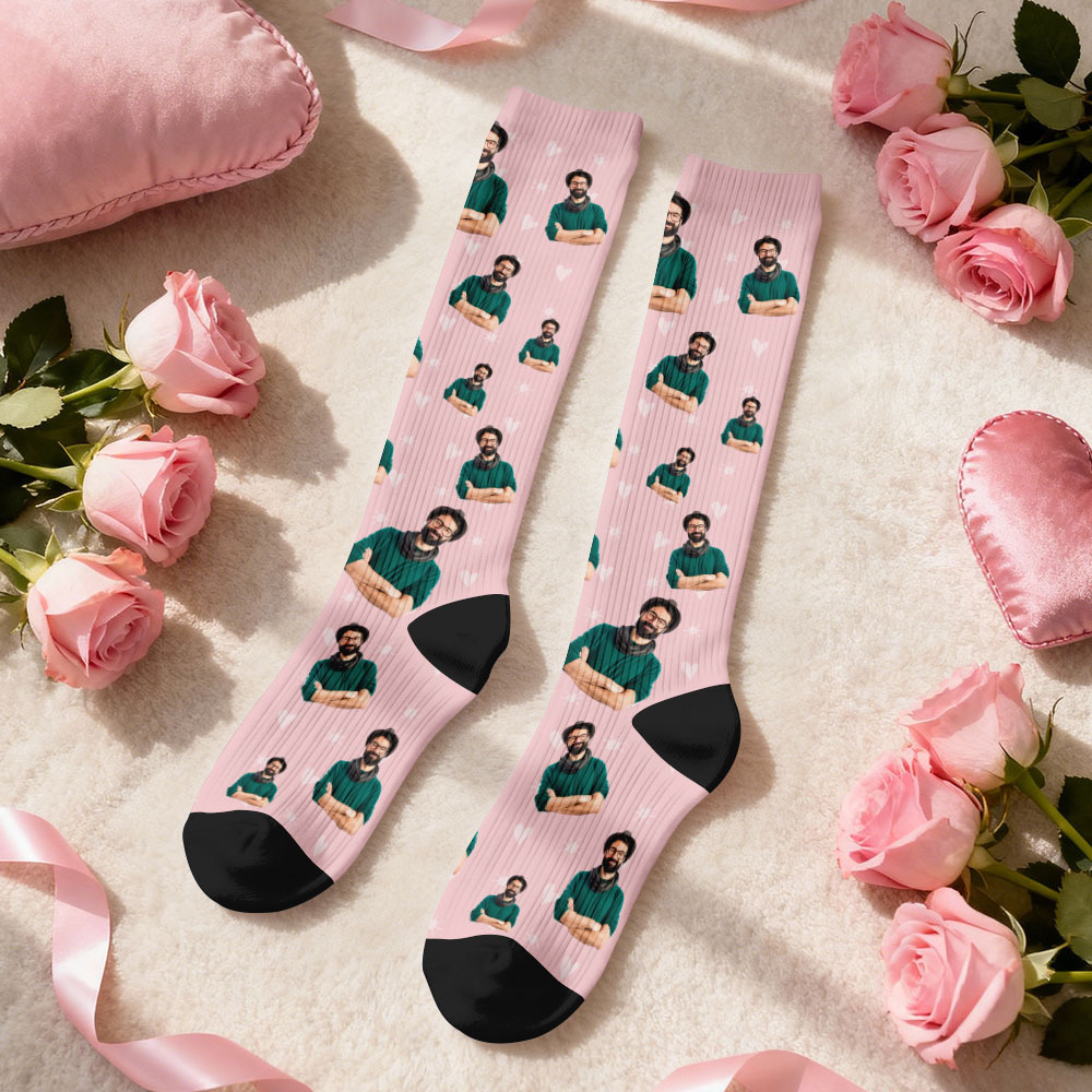 Custom Cute Pet Face Compression Socks Personalized Knee-High Socks with Photo Gift for Pet Lover - MyFaceSocksAU