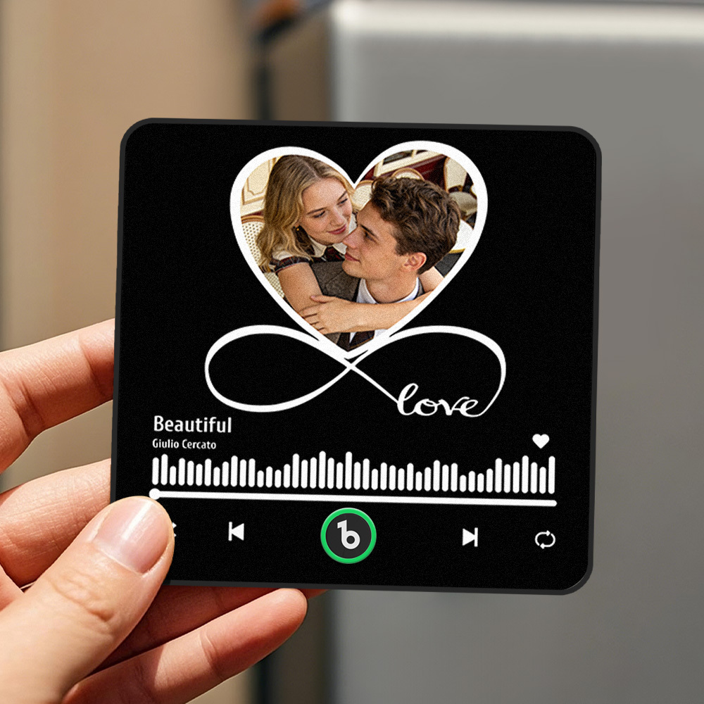 Custom Music Fridge Magnet Love & Infinity Music Album Fridge Magnet Photo Music Wall Photo Music Movement That Can Be Played Valentine's Day Gifts Gift Idea - MyFaceSocksAU