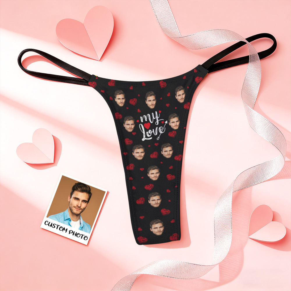 Custom Thongs Valentine Gift Face Photo Panties Funny Underwear Briefs Kiss Me Love Thong - MyFaceSocksAU