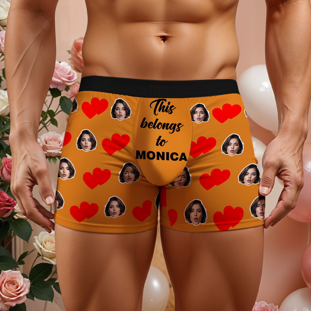 Custom Men's Face Boxer This Belong to Name Face Boxer Briefs Personalized Face Boxer Briefs Valentine's Day Underwear Gift - MyFaceSocksAU