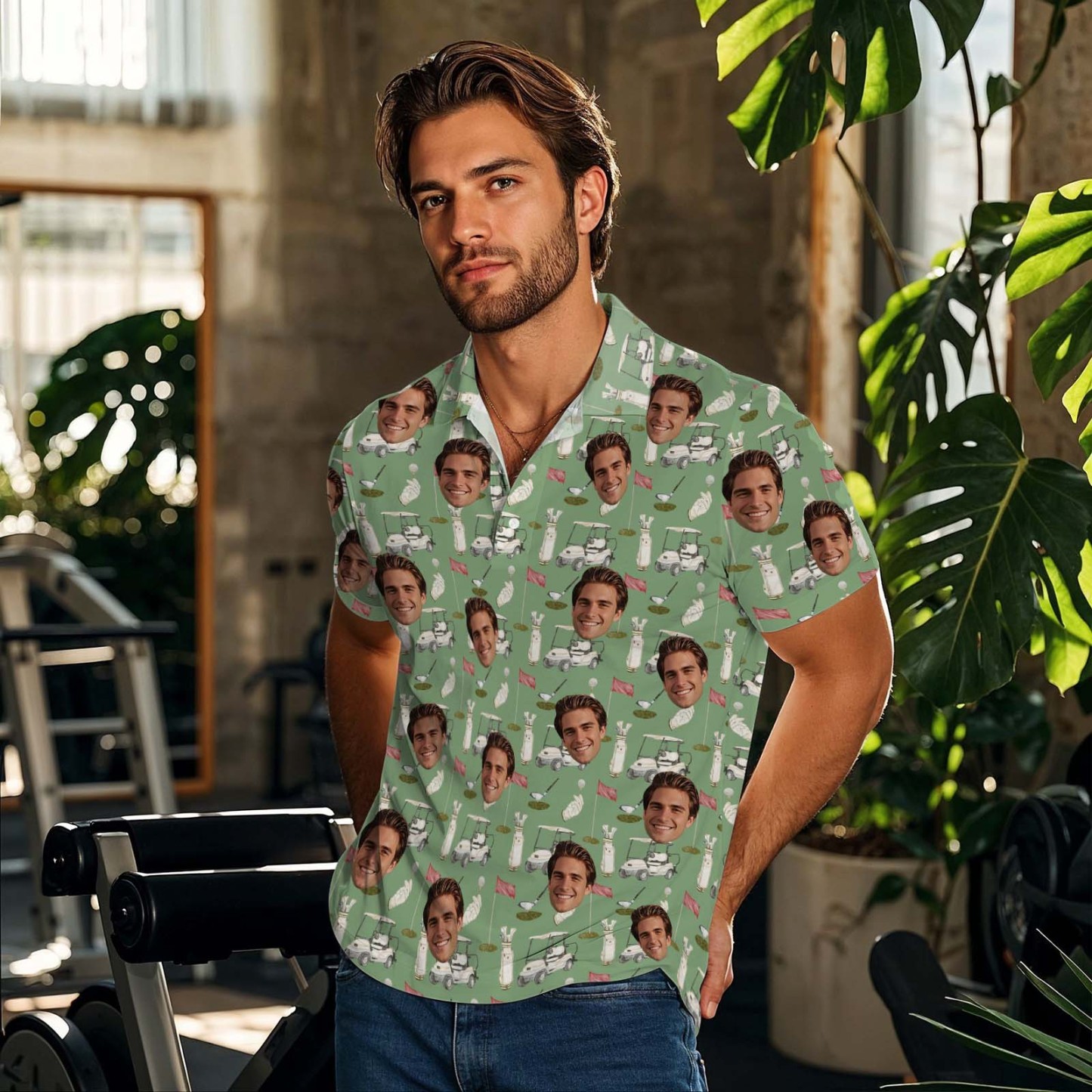 Custom Polo Shirt Personalized Face Polo Green Golf Graffiti Polo Shirt Men's Polo Shirt Gift - MyFaceSocksAU