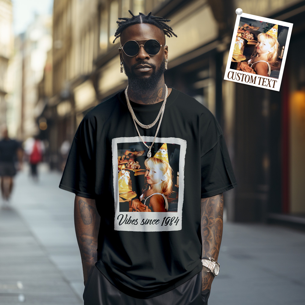 Custom Photo Vintage T-Shirt Birthday Film Style Tshirt Personalized Photo Tshirt Vintage Gift Idea - MyFaceSocksAU