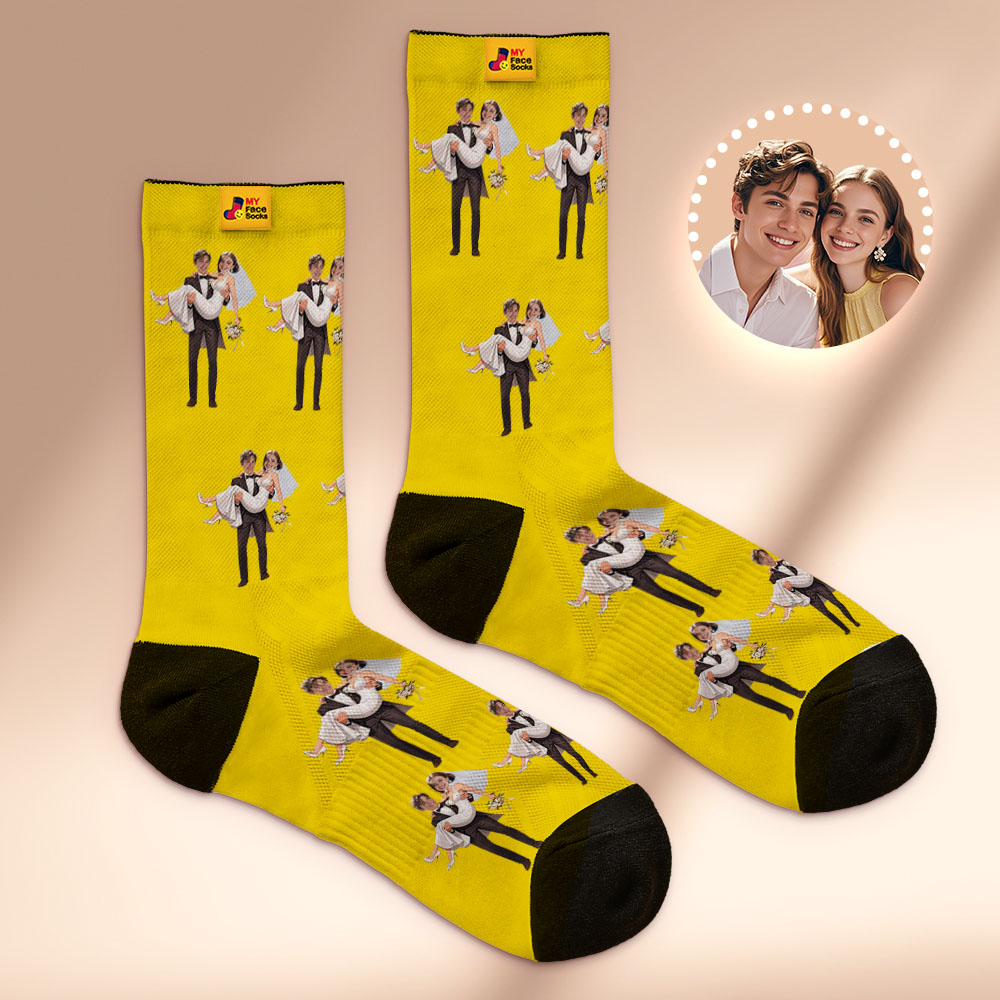 Personalized Couple Gift with Your Photo Custom Photo Socks for Wedding Anniversary or Engagement Gift