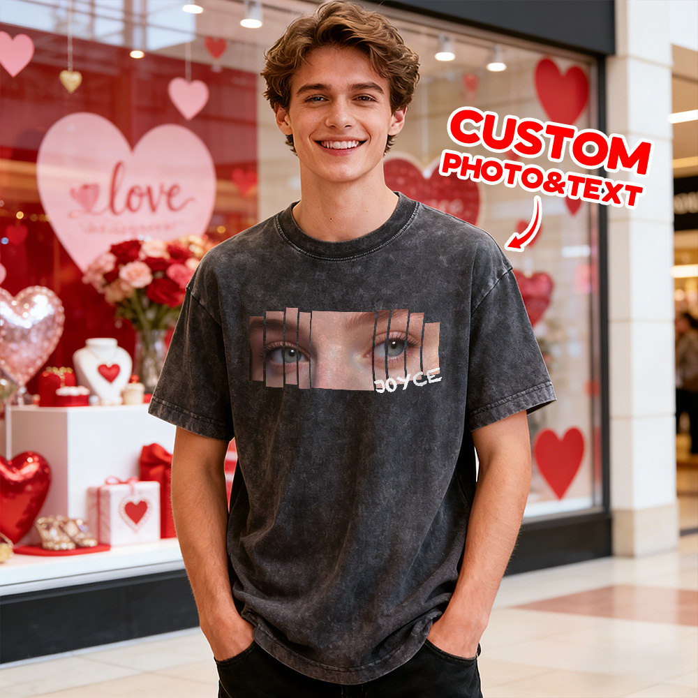 Valentine Gifts Custom Eyes Shirt Girlfriend Eyes Tee Personalized Photo and Name for Lovers