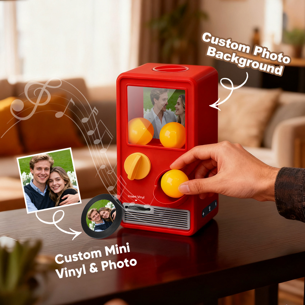 Personalized Music and Photo Music Gachapon Machine Custom Song Mini Record Box Retro Anniversary Gift - MyFaceSocksAU