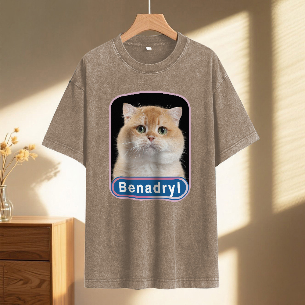 Custom Face Funny Cat Meme T-Shirt Vintage Graphic Tee with Your Photo and Text Retro 90s Style Cat Lover Shirt Unisex Pet - MyFaceSocksAU