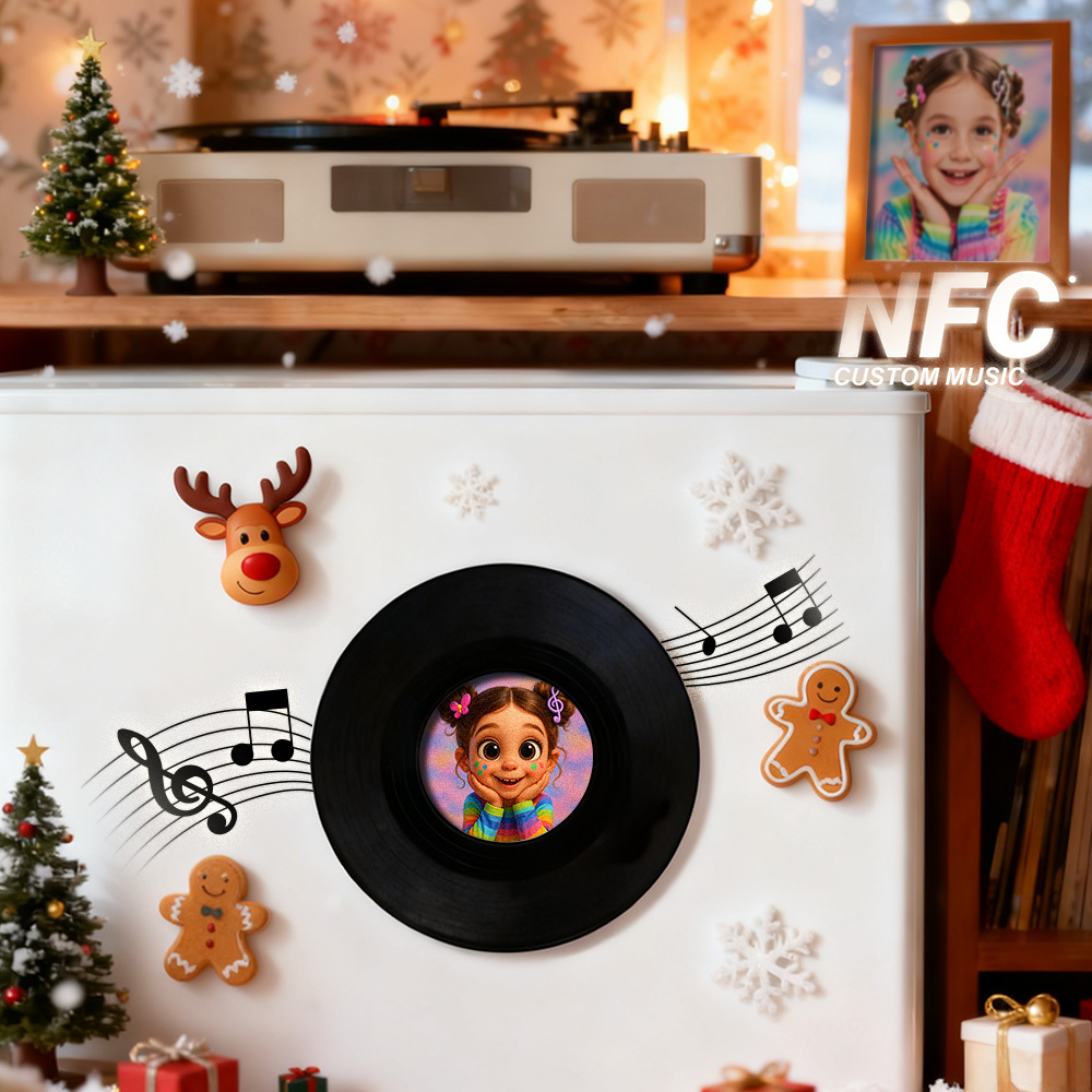 Christmas NFC Music Acrylic Fridge Magnet Custom Music Song Fridge Magnet Personalized Music Fridge Magnet Can Play Songs - MyFaceSocksAU