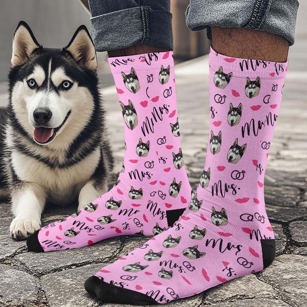 Custom Full Face Socks Mrs Cute Socks Personalized Photo Custom Design Best Gift Idea - MyFaceSocksAU