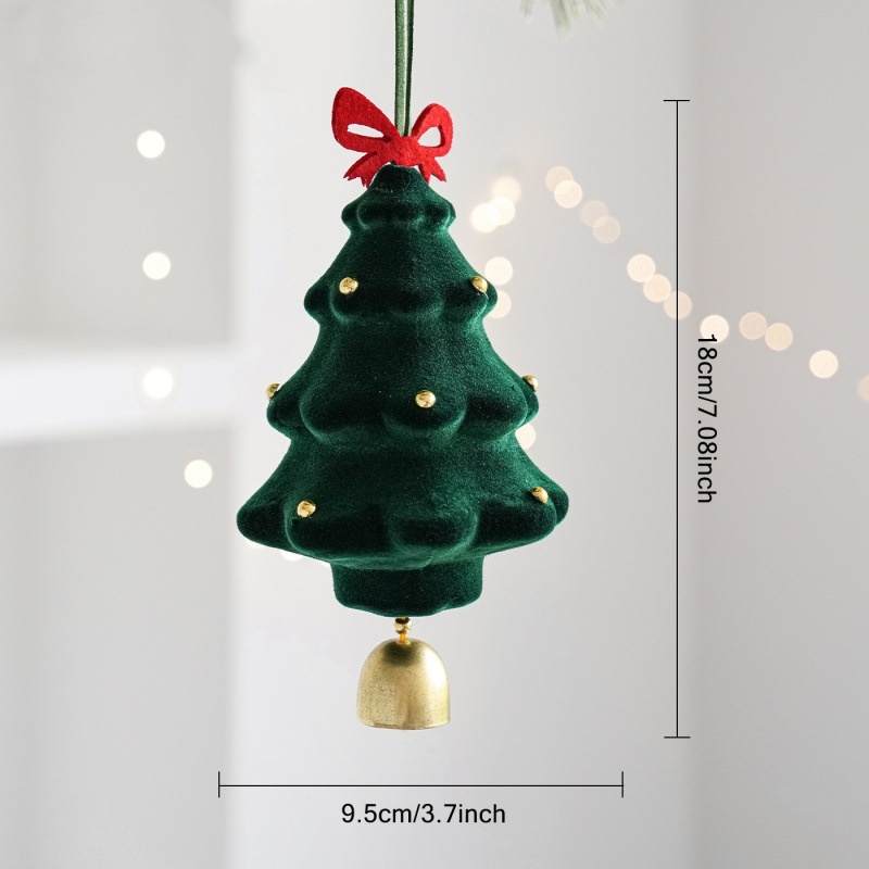 Flocked Christmas Tree Bell Ornament – Festive Hanging Decor for Gift Giving, Home & Tree Decoration - MyFaceSocksAU