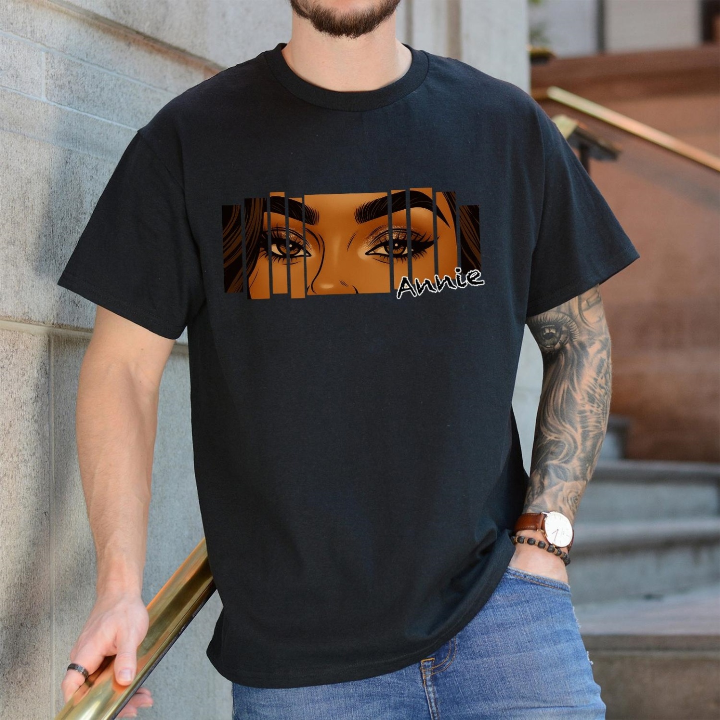 Custom Retro Comic Eyes Shirt, Personalized Name Graphic Tee, Aesthetic Unique Eye Art T-Shirt, Customizable Streetwear for Women Men - MyFaceSocksAU