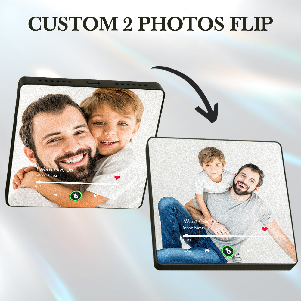 Custom Lenticular Flip Music Fridge Magnet Personalized 2 Photos in 1 Album Fridge Magnet Father's Day Gift - MyFaceSocksAU