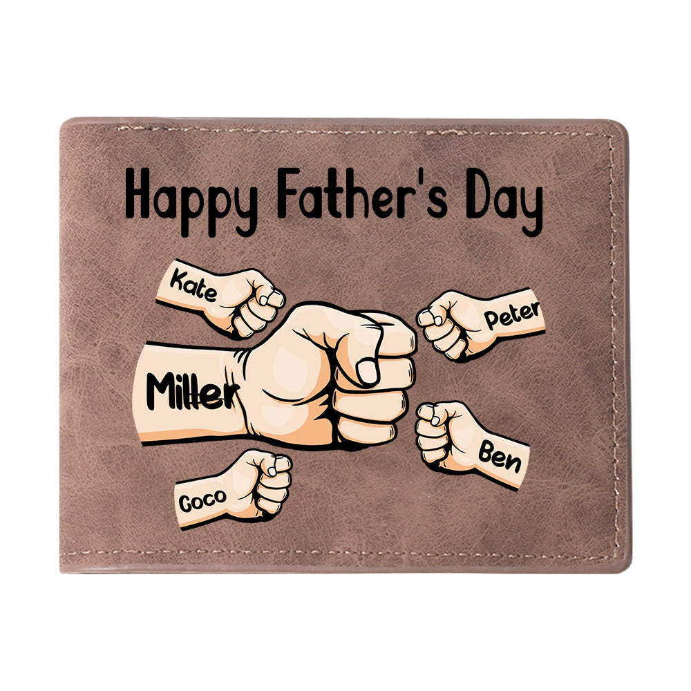 Personalised Names Custom Wallet Fists Bump Men's Bifold Wallet for Da