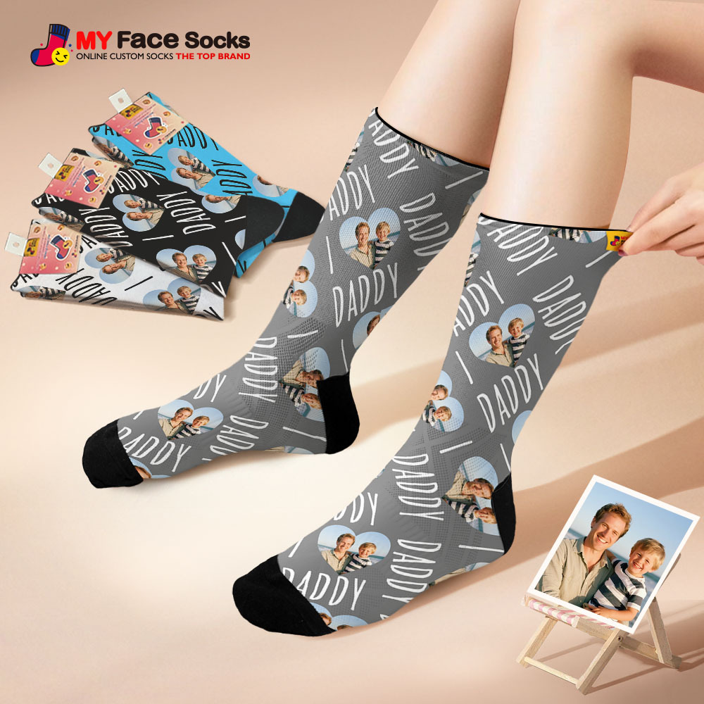 Custom Face Socks Hot Dog Face Socks Photo Print Socks Colorful Dad Socks Pet Lover Gift - MyFaceSocksAU
