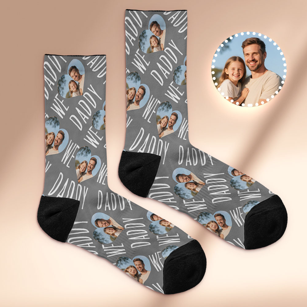 Custom Face Socks I Love Daddy Face Socks Photo Print Socks Colorful Dad Socks Personalized Fathers Day Gift - MyFaceSocksAU